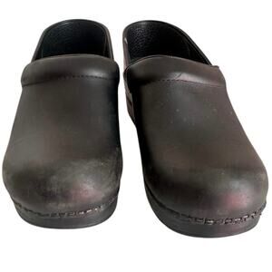 Dansko Professional Black Box Leather Clog Womens Sz. 39 Slip-On